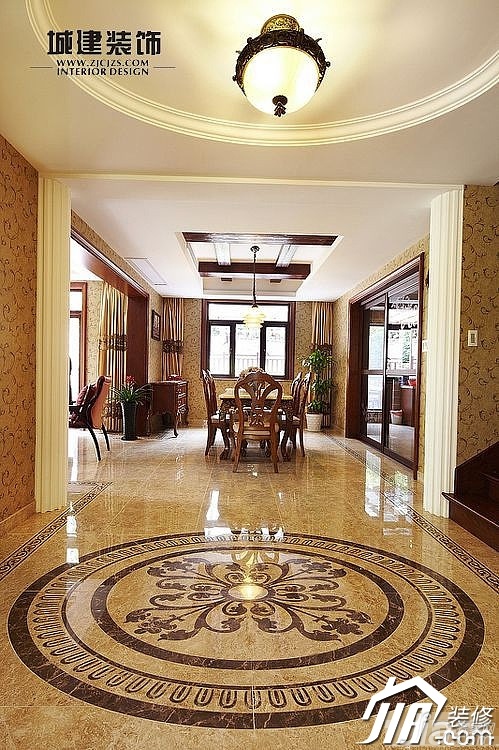 新古典风格,欧式风格,20万以上装修,别墅装修,餐厅,餐桌,灯具,城建装饰
