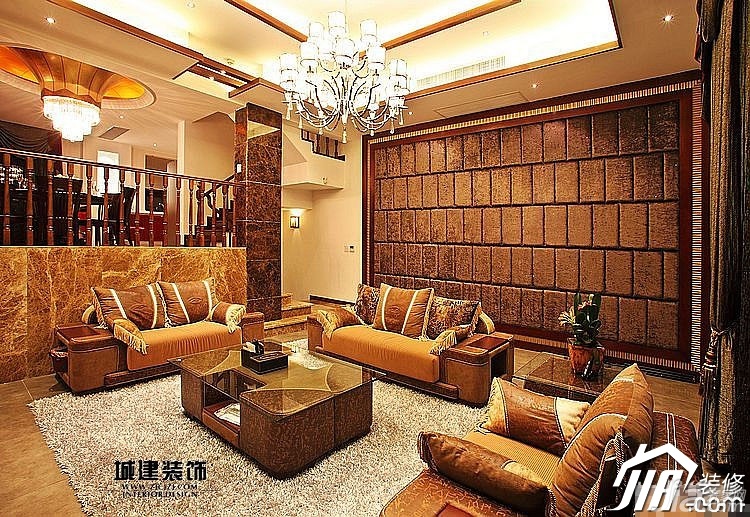 别墅装修,豪华型装修,欧式风格,客厅,沙发,茶几,灯具,沙发背景墙