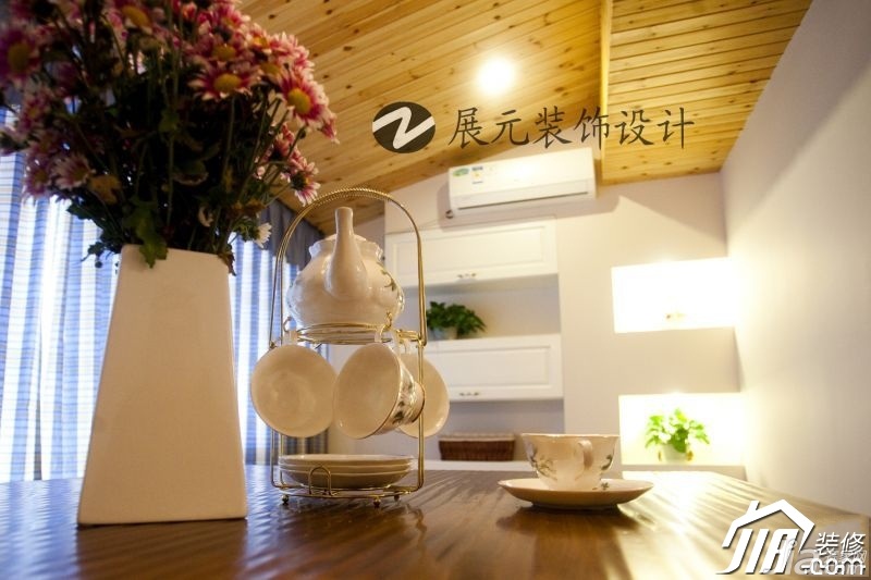 美式乡村风格,小户型装修,暖色调装修,富裕型装修,温馨,餐厅,餐桌,展元装饰设计