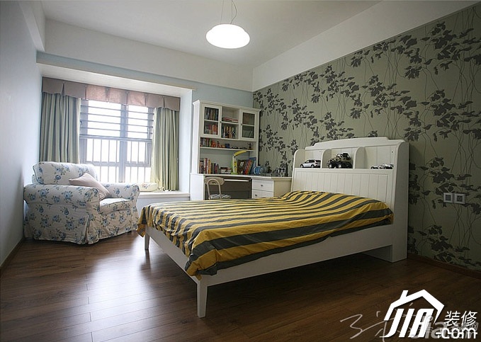三米设计简约风格公寓济型平米卧室壁纸效果图