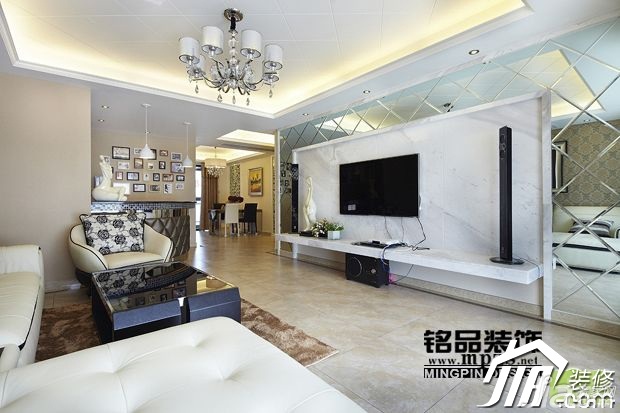 婚房装修,三居室装修,富裕型装修,简约风格,欧式风格,客厅,沙发,电视背景墙,茶几