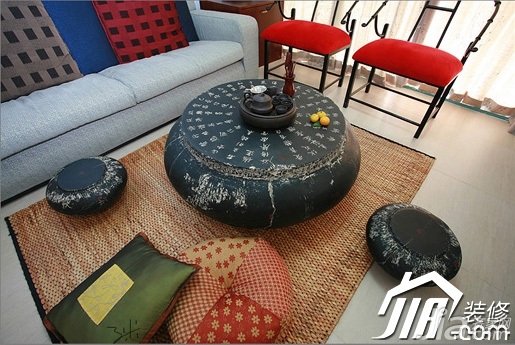 三米设计,公寓装修,中式风格,经济型装修,120平米装修,客厅,茶几