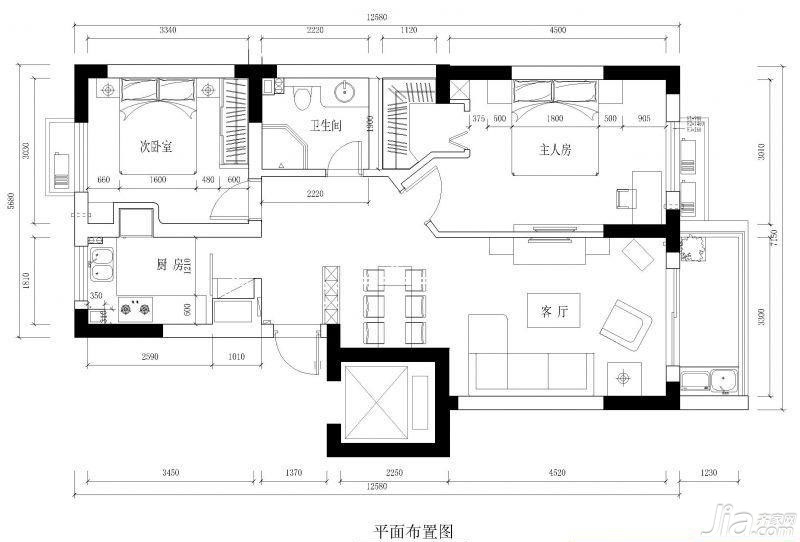 二居室装修,富裕型装修,宜家风格