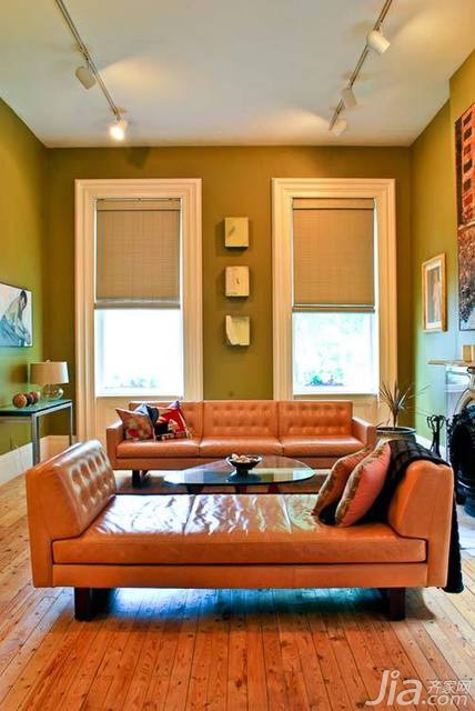 三居室装修,富裕型装修,简约风格,海外家居,客厅,橙色,简洁,沙发