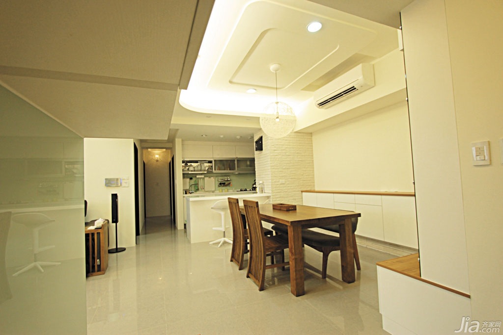 公寓装修,130平米装修,富裕型装修,简约风格,台湾家居,餐厅,餐桌,吊顶