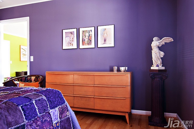 公寓装修,80平米装修,经济型装修,简约风格,海外家居,卧室,床,紫色