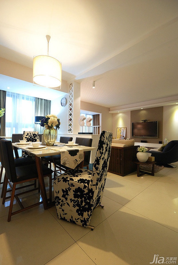 公寓装修,二居室装修,混搭风格,富裕型装修,餐厅,餐桌,灯具,吊顶