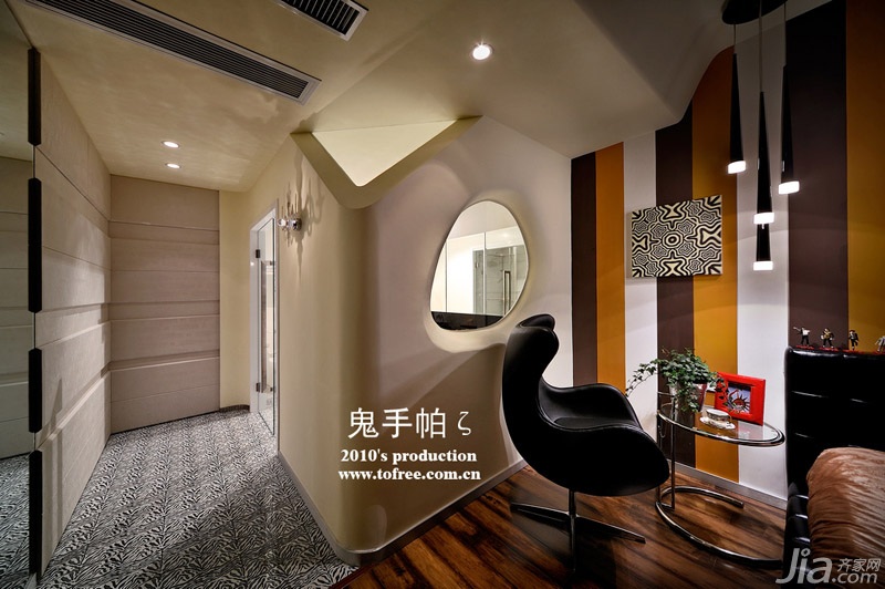 鬼手帕,复式装修,140平米以上装修,富裕型装修,混搭风格,卧室,床,沙发