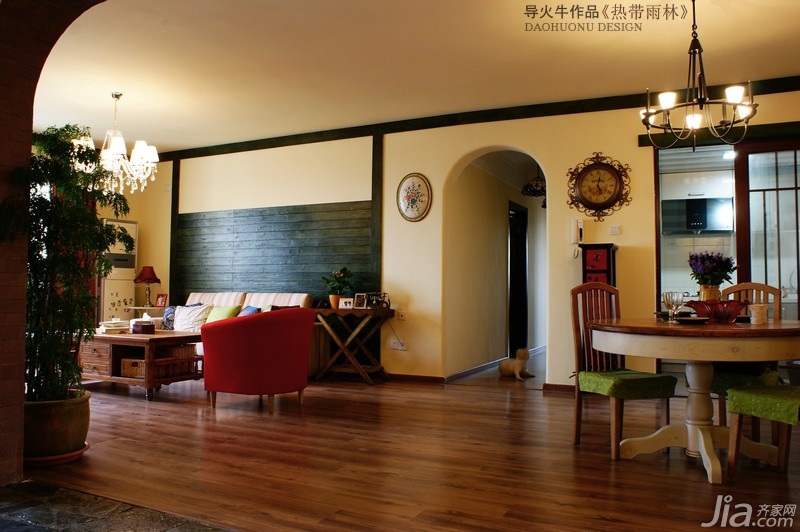 导火牛,别墅装修,140平米以上装修,富裕型装修,混搭风格,客厅,沙发,茶几,餐桌,灯具
