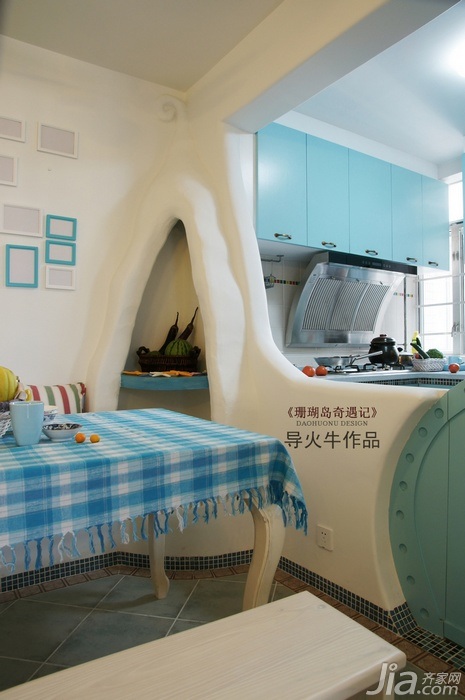 导火牛,公寓装修,80平米装修,15-20万装修,混搭风格,餐厅,餐桌,橱柜