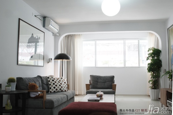 导火牛,公寓装修,90平米装修,简约风格,经济型装修,客厅,沙发,茶几,装饰画