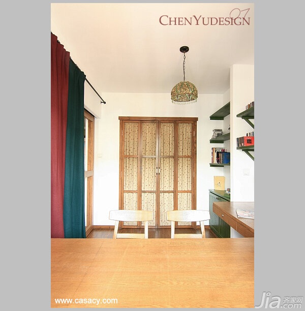 陈禹,公寓装修,110平米装修,经济型装修,田园风格,书房,书桌,书架