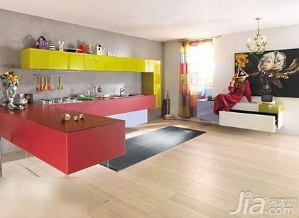 10款烤漆板组合橱柜 几何色明亮厨房