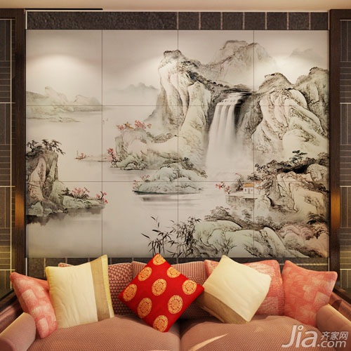 120平米装修,富裕型装修,混搭风格,客厅,沙发背景墙,沙发