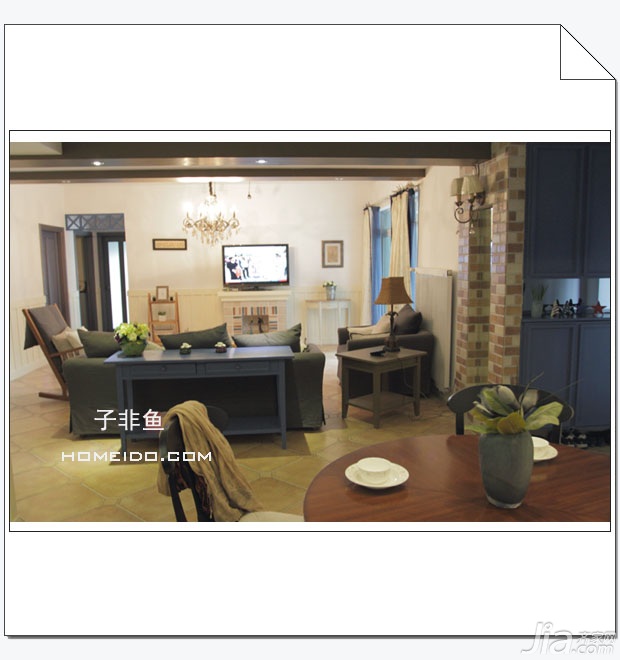 子非鱼,公寓装修,120平米装修,富裕型装修,混搭风格,客厅,沙发,茶几,电视柜,灯具