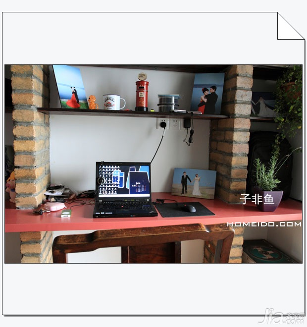子非鱼,公寓装修,100平米装修,经济型装修,中式风格,书房,书桌,书架