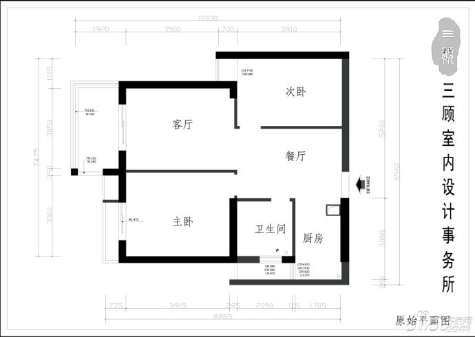 二居室装修,80平米装修,10-15万装修,田园风格,户型图