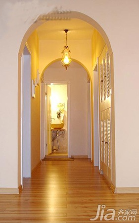 婚房装修,田园风格,四房装修,140平米以上装修,走廊,白色,原木色