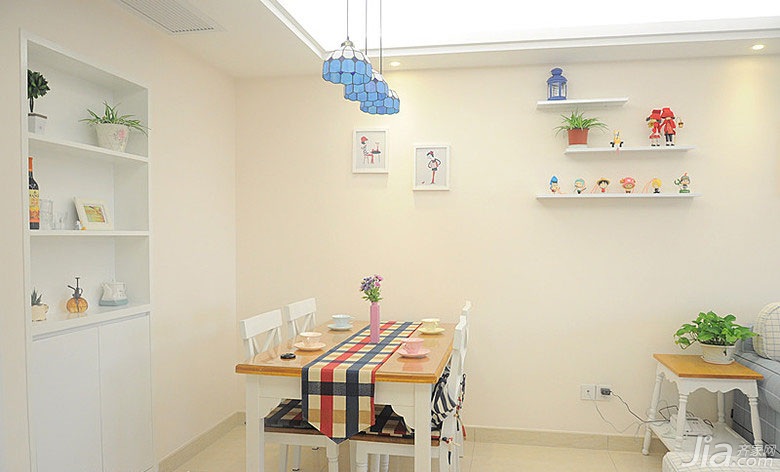 田园风格,婚房装修,二居室装修,90平米装修,混搭风格,餐厅,餐桌