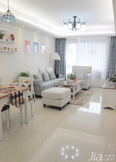 田园风格,婚房装修,二居室装修,90平米装修,混搭风格,客厅,灯具