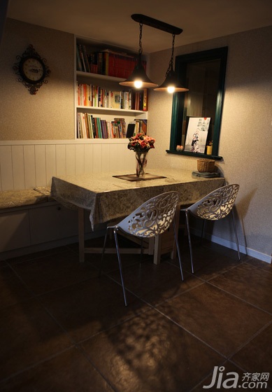 小户型装修,复式装修,50平米装修,混搭风格,餐厅,餐桌,灯具