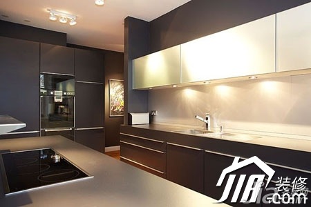 公寓装修,富裕型装修,简约风格,厨房,橱柜,实用,黑色