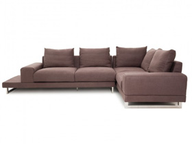 深咖色转角布艺沙发 柔软舒适低调大气
