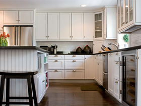 现代模压石英石台面整体厨房橱柜