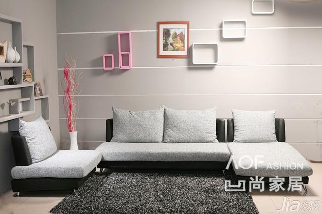 宜家风皮布客厅沙发组合2/4