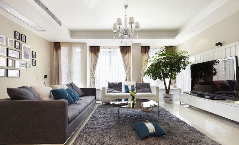 ,别墅装修,奢华,现代简约风格,灰色,简洁,客厅
