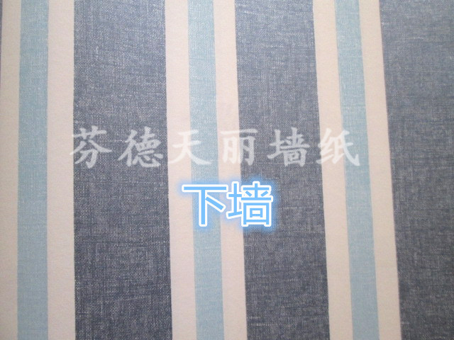 蓝色上下墙腰线搭配 儿童房卧室壁纸4/4