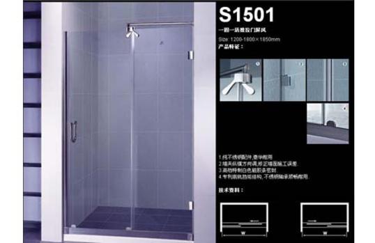 拉门式一字型不锈钢边框淋浴房