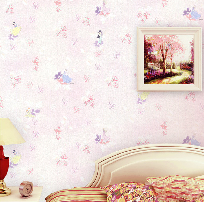 迪士尼公主卡通圖案 兒童房臥室壁紙