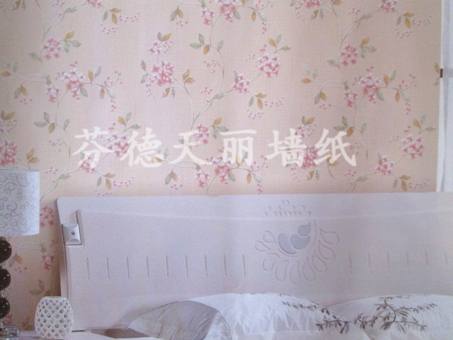 現代田園風格 臥室床頭背景壁紙