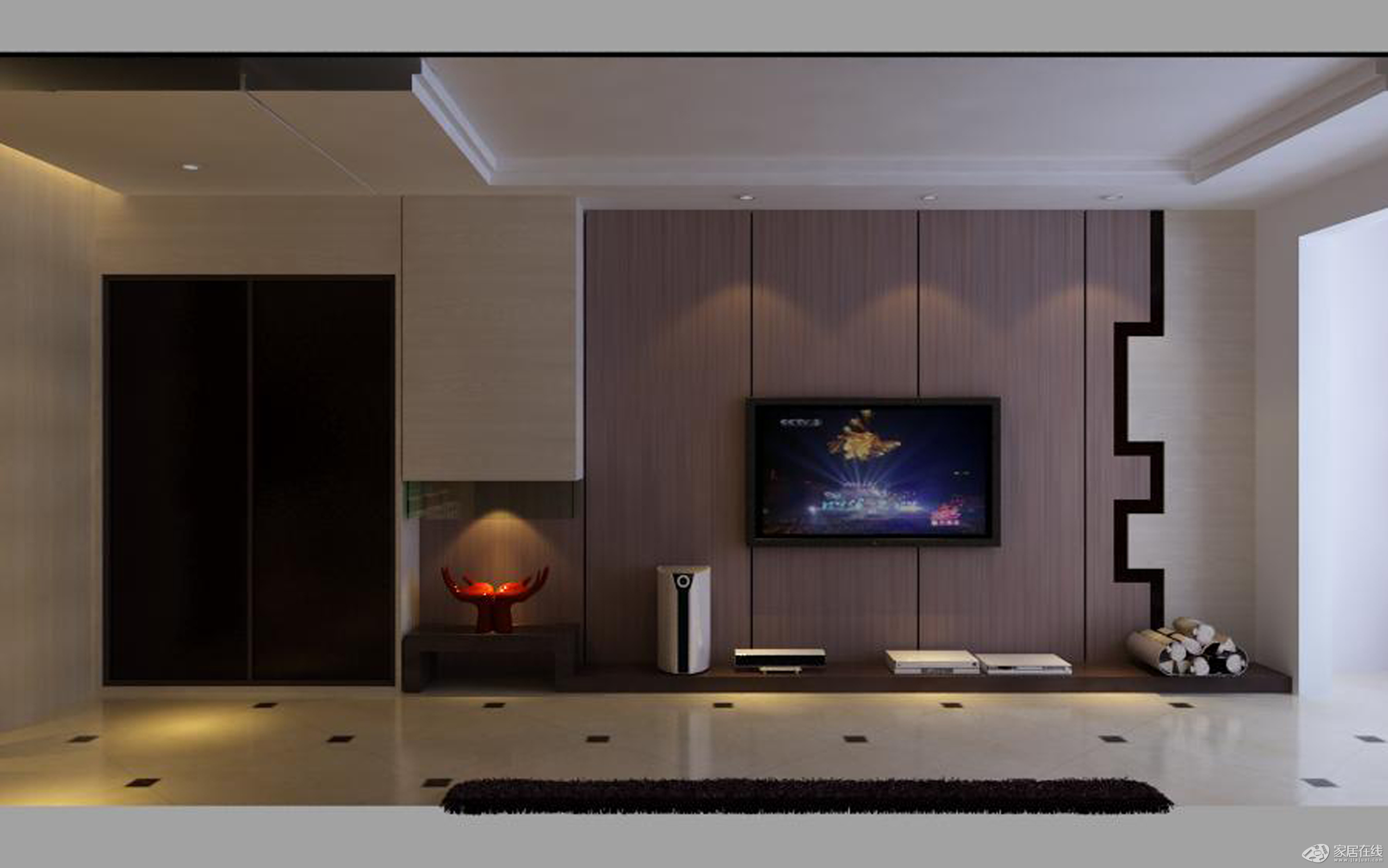 欧式客厅电视墙隔断装修效果图 – 设计本装修效果图