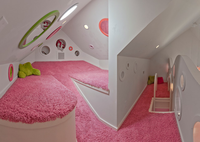 粉红色调卧室与复古风格客厅的别墅