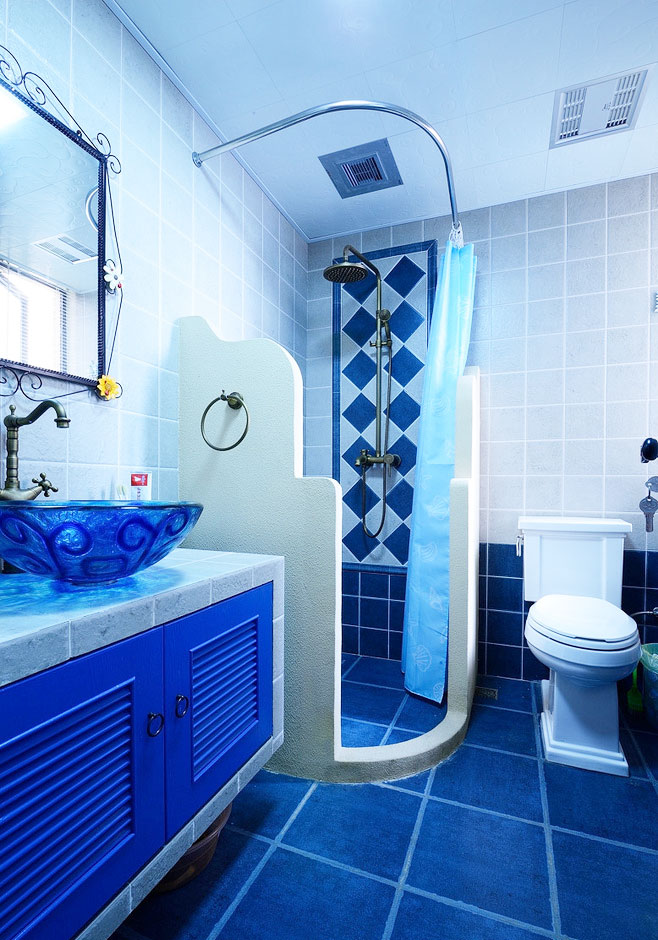 ,地中海风格,蓝色,浴室柜