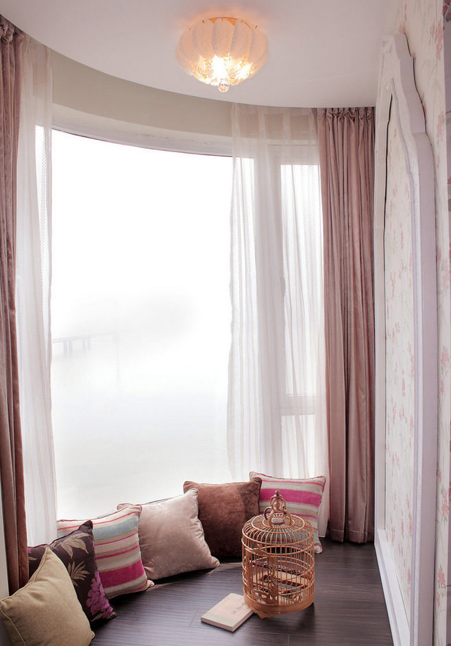 ,飘窗,飘窗窗帘,粉色