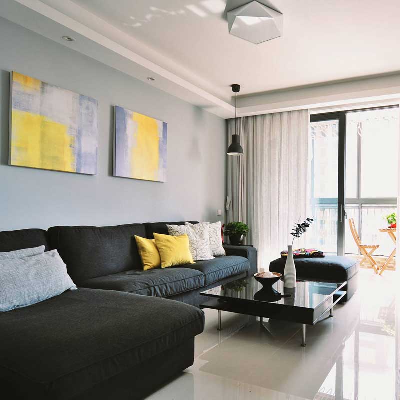 ,60平米装修,黑白,现代简约风格,二居室装修,客厅
