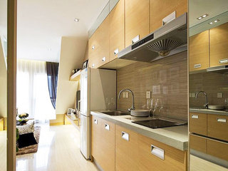 现代简约风格单身公寓时尚开放式厨房效果图