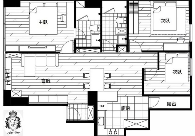 92平北欧风格三居室平面布置图11/11