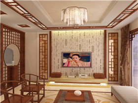 中式客厅电视背景效果图 优雅古典的中式电视背景