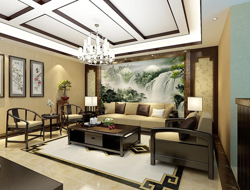 中式沙发背景墙效果图 演绎别具一格的中式风情