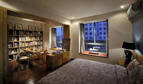 卧室加书房装修效果图 卧室与书房隔断设计不紧凑