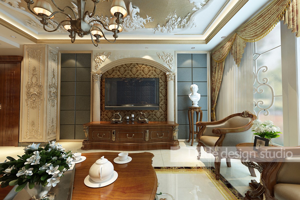别墅装修,140平米以上装修,20万以上装修,客厅,新古典风格