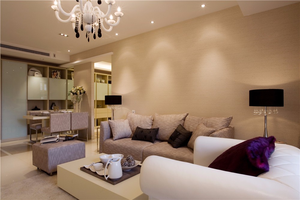 90平米装修,二居室装修,10-15万装修,客厅,现代简约风格,沙发,沙发背景墙,暖色调