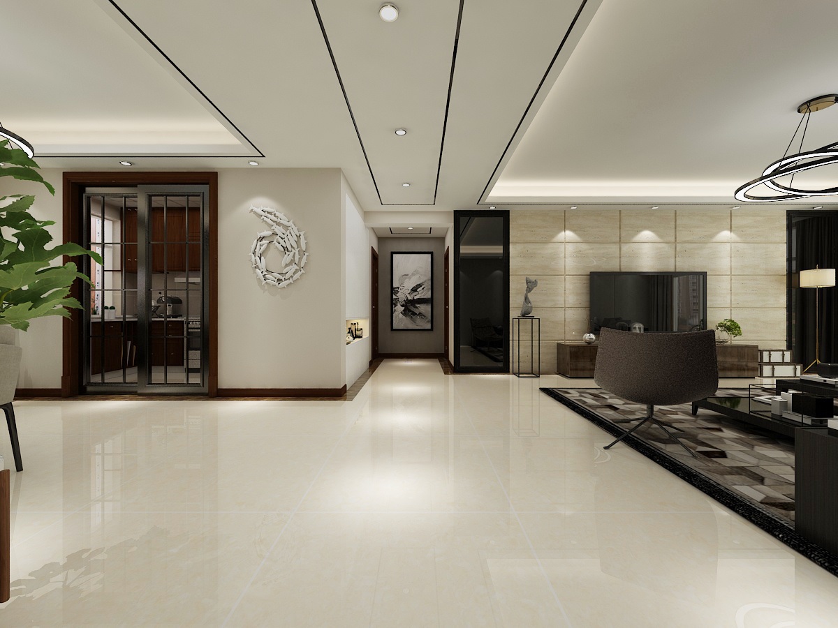 三居室装修,140平米以上装修,简约风格,大户型,15-20万装修,客厅,白色