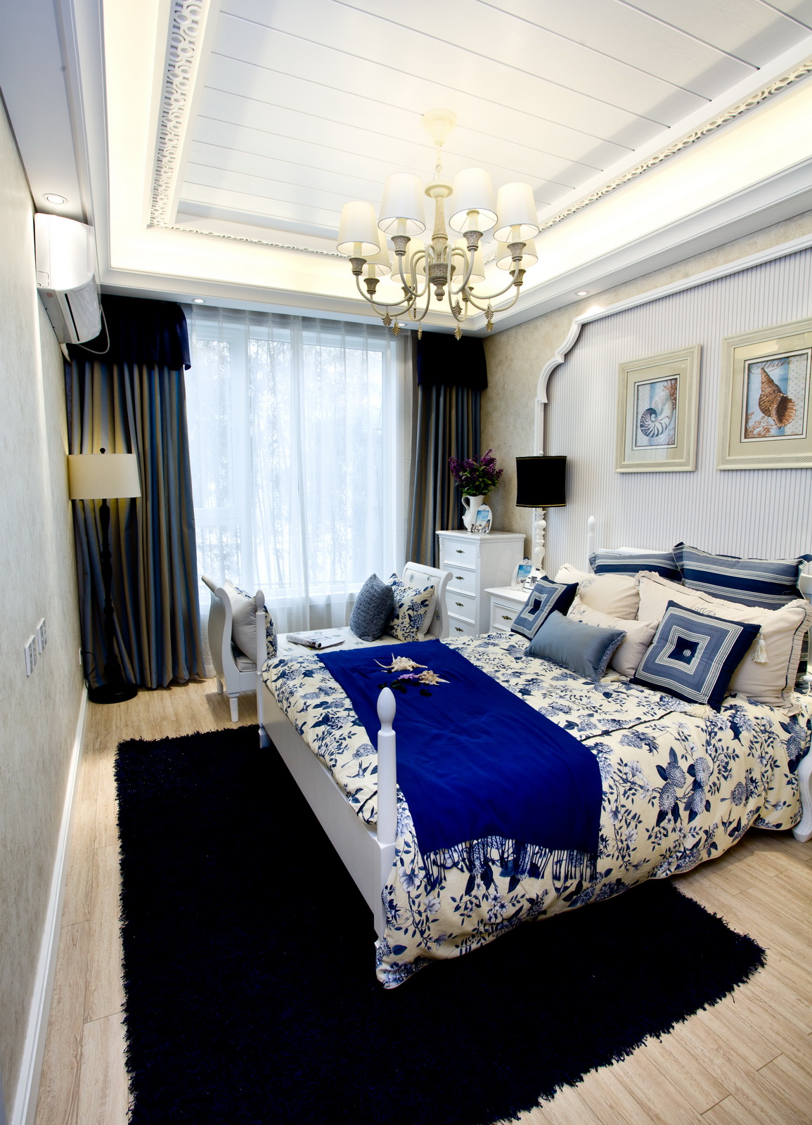110平米装修,三居室装修,10-15万装修,地中海风格,蓝色