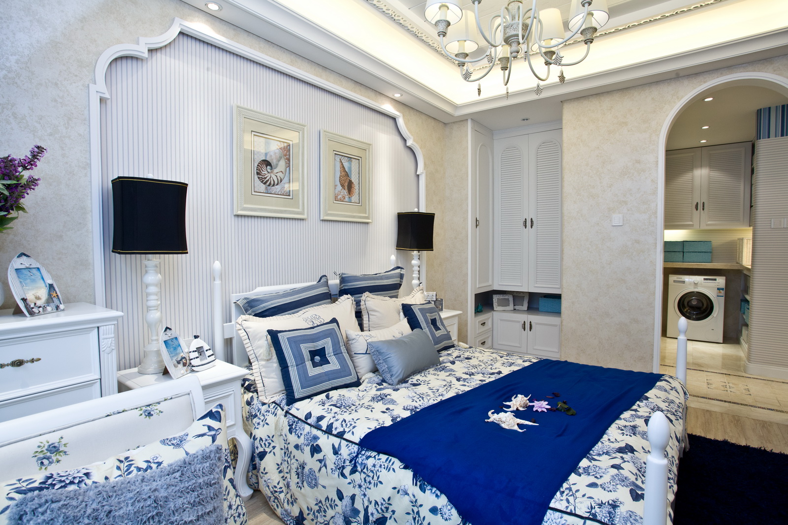 110平米装修,三居室装修,10-15万装修,地中海风格,床上用品,条纹