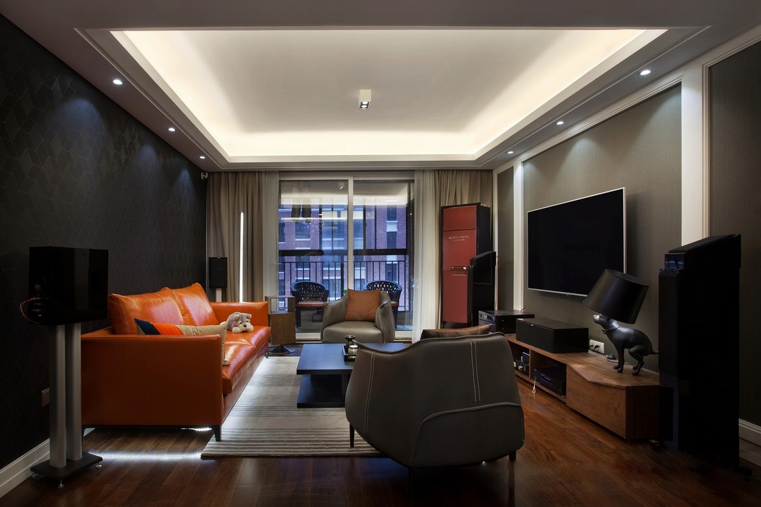 三居室装修,90平米装修,10-15万装修,客厅,现代简约风格,沙发背景墙,电视背景墙